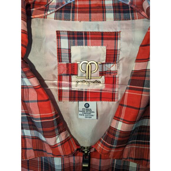 Pelle Pelle Vintage Plaid Zip Front Windebreaker Jacket Orange Brown Gray 4X - Picture 3 of 11